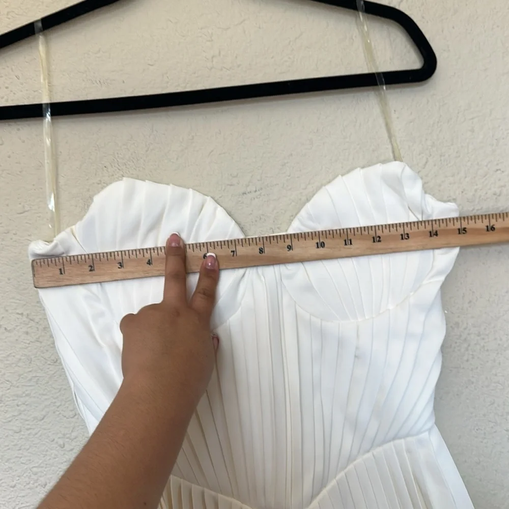HOUSE OF CB size S D-DD‎ 'Amorata' Ivory Pleated Maxi Dress NWOT